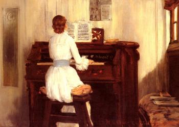 威廉 梅裡特 查斯 Mrs Meigs At The Piano Organ
